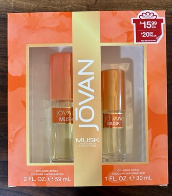 Jovan Musk Spray Cologne Womens Gift Set 1 & 2 Fl Oz New In Box