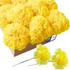 Royal Imported Artificial Carnations - 100 stems, each 5 inches long - Yellow