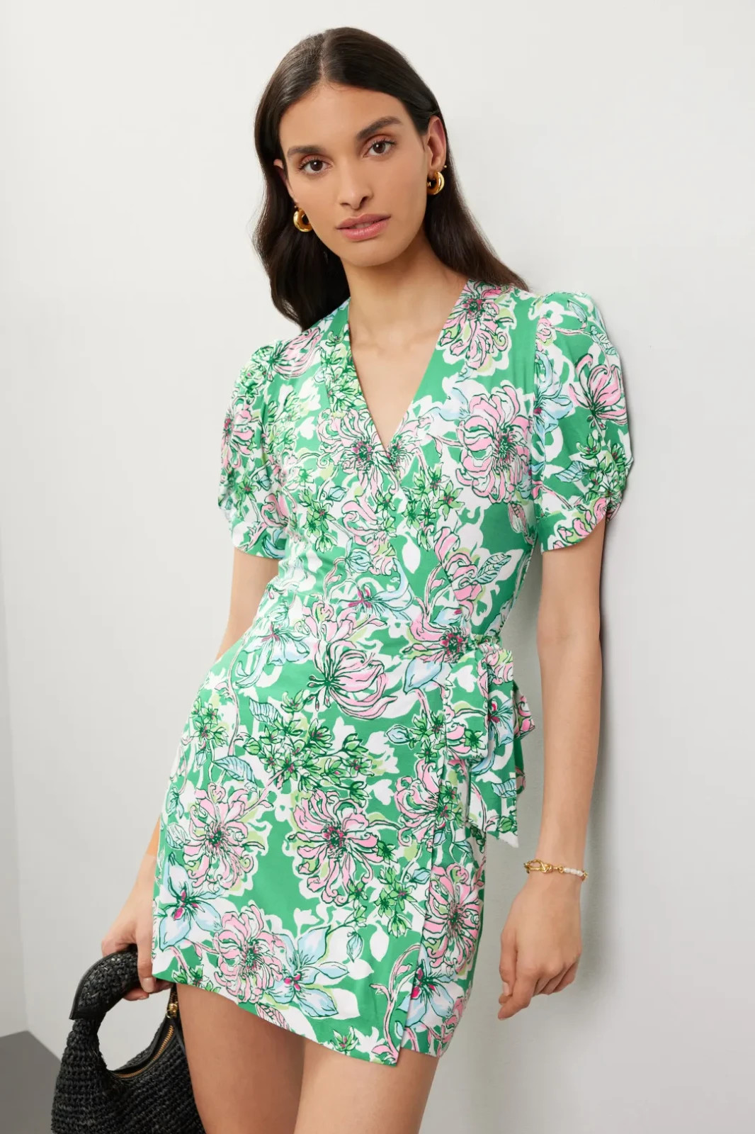 Lilly Pulitzer Sailynn Romper Wrap Dress Small Green Spearmint Blossom Feminine