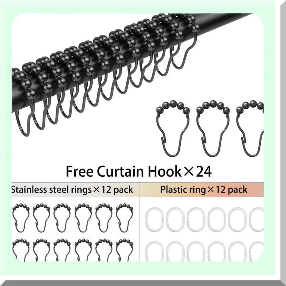 Corner Shower Curtain Rod 27.6"-39.4" x 43.3"-66.9" Black - Image 4 of 4