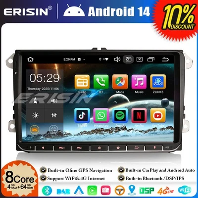 9" Android 14 Autoradio GPS DAB+ pour VW Polo Crafter Amarok Caddy T6 Skoda Yeti - Photo 1/4