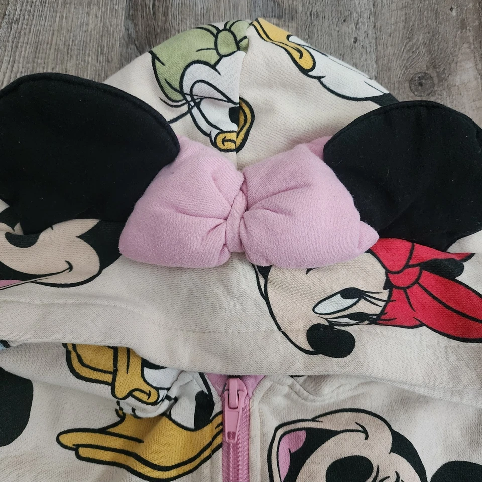 Jaqueta com capuz H&M Disney Minnie Mouse meninas M 9/10 pastel zíper completo orelhas com capuz - Imagem 2 de 4