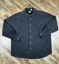 Levi's Shirt Men's XL Black Denim Red Tab Metal Button Up L/S Work Wear Western