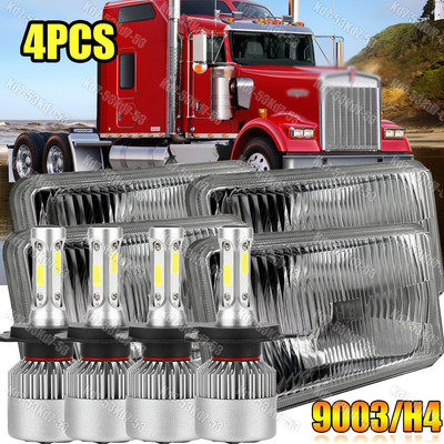 Newest 4x6  for-Peterbilt-Kenworth T800 W900 4X 100W Led Headlights Hi-Lo Beam