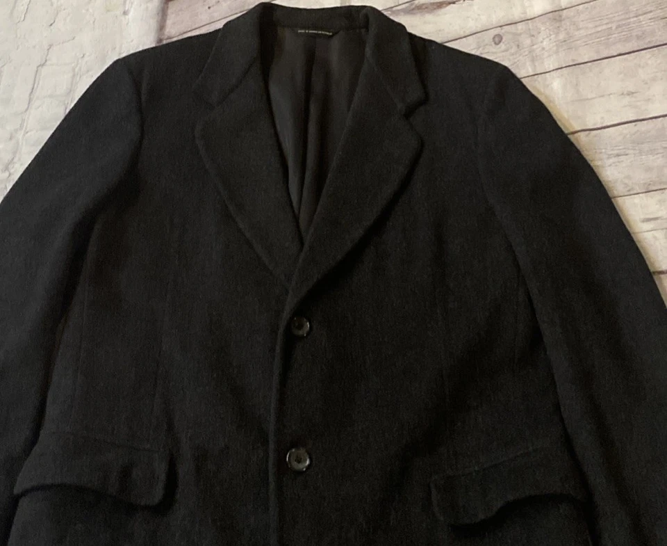 Chaps Ralph Lauren Mens Overcoat Wool Trench Coat Sz. 40  Dark Charcoal/Black - Image 2 of 4