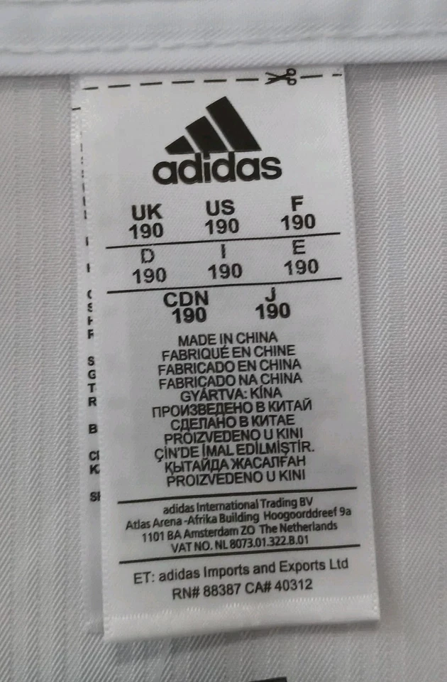 Adidas Taekwondo ADI-Start 2 TKD Uniforme Camisa Talla 190 Blanco Cuello en V Nuevo con Etiquetas Foto 3 de 4