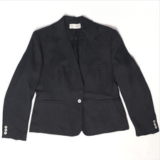 VTG Made in USA Evan Picone Black One Button Blazer Career Office ~ Women Size L