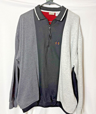 VTG Bugle Boy Company Sports Men s Sz Large 1/4 Zip Sweatshirt Color Block 90s