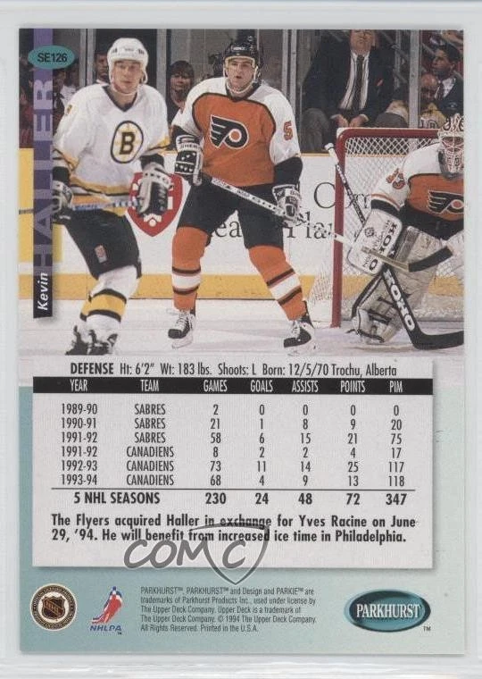 1994-95 Parkhurst SE Gold Parkie Kevin Haller #SE126 - Image 2 of 2