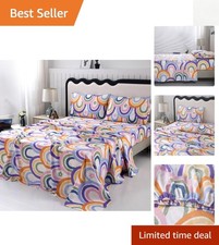Colorful Rainbow Queen Size Sheet Set - Soft  Durable Microfiber for Kids