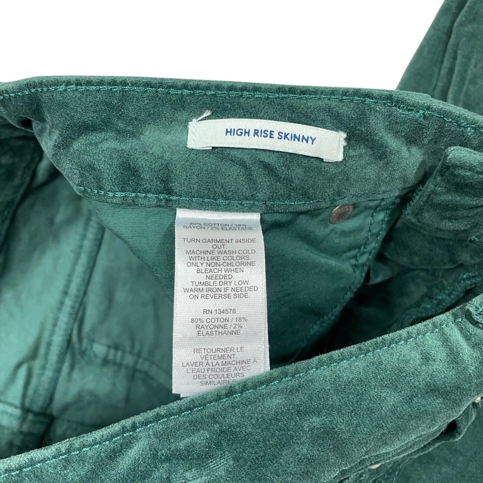 Pantalones Vineyard Vines 6 verde esmeralda tiro alto ajustados algodón Bledn terciopelo tacto Foto 3 de 4