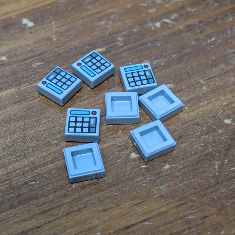 Lego Light Bluish Gray Tile 1 x 1 with Silver Keypad Buttons - Qty 8