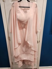LAYERED DRESS, KIMONO COVER UP  2 PEICES FORMAL WEAR 18W PINK MOTHER OF BRIDE
