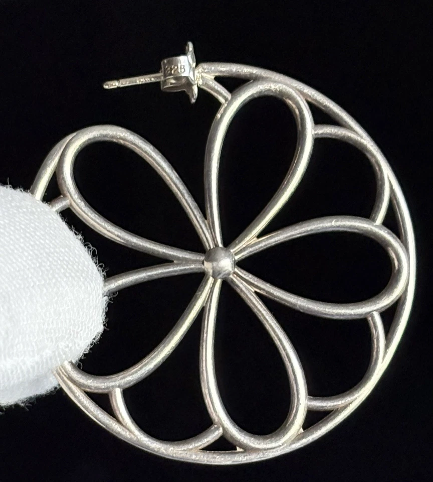 Pendiente Tiffany & Co Flor Margarita Aro Grande 1.5 pulgadas Plata de Ley 925 Foto 2 de 4