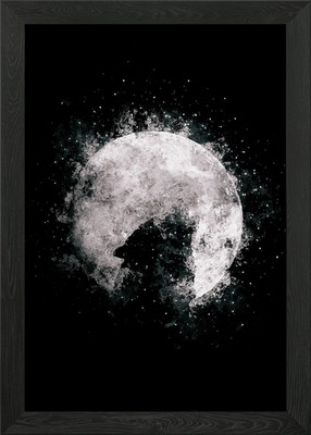 Wolf Mond gerahmtes Wandbild Poster Leinwanddruck Bild