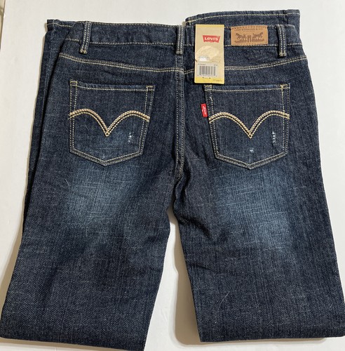 Levi’s Slim Straight Stretch Denim Jeans Girls 10R Adjustable Waistband NWT - Picture 3 of 10