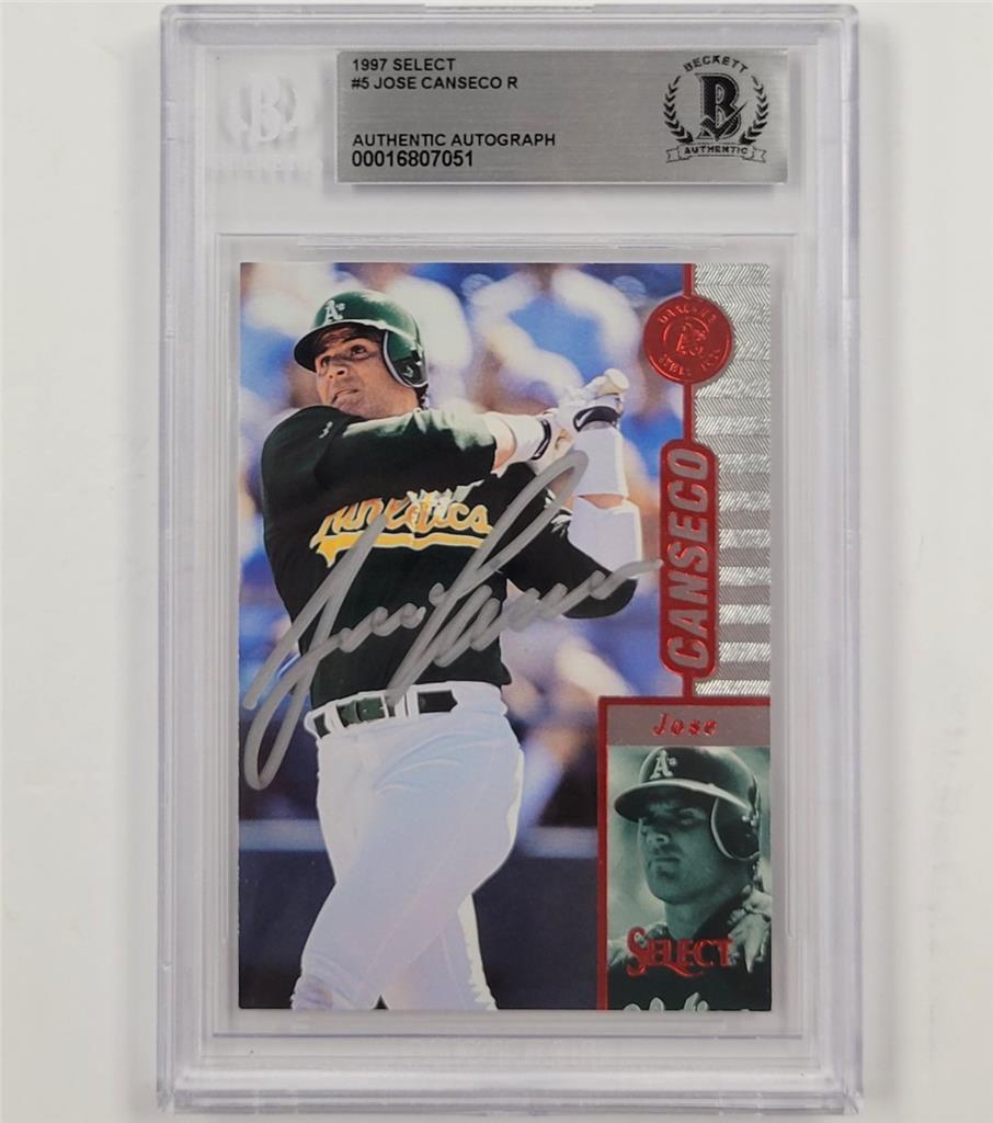 Jose Canseco Autographed Signed Boston Red Sox 1997 Select #5 card auto Oakland A's ~ Beckett BAS 