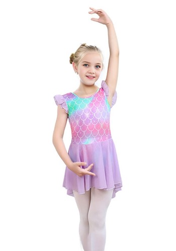 Kids Girls Classic Ruffle Sleeve Tutu kirted Leotard Dress for Dance Gymnasti... - Picture 4 of 6