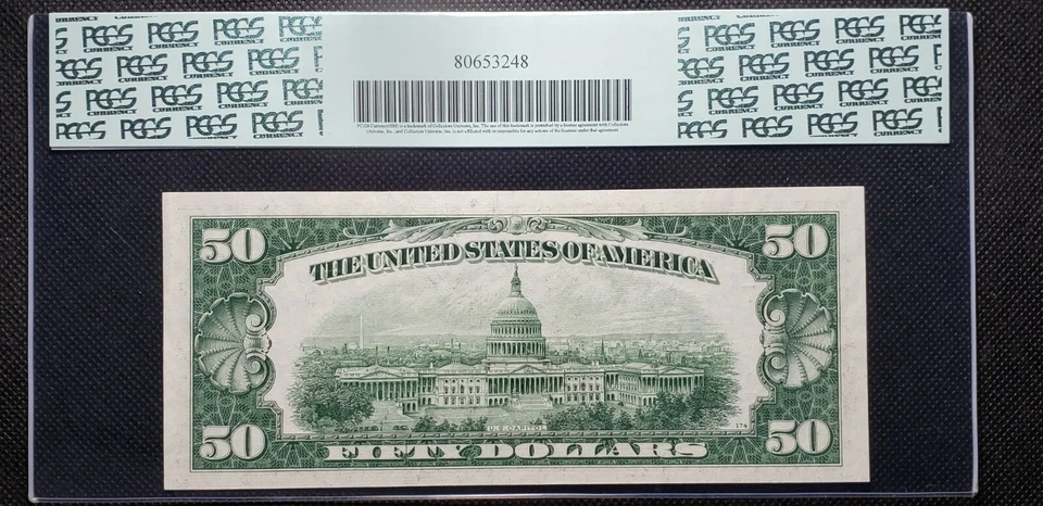 Lot of 2 Fr#2112-G 1950E $50 FRN Chicago (SN:G17496177/8A) PCGS CUNC 63 - Image 4 of 4