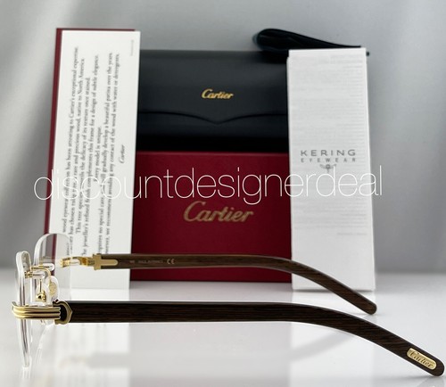 Cartier Rimless Eyeglasses CT0286O 002 Genuine Wood Yellow Gold Clear Lens 56mm - 第 5/9 張圖片