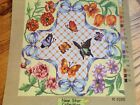 needlepoint canvas "Butterflies & Flowers". 16" X 16, 12 ct., 308 yds yarn