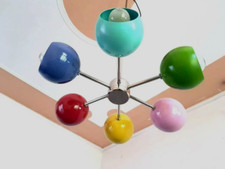 6 Light Pendant Mid Century Modern Raw Brass Sputnik chandelier light Fixture