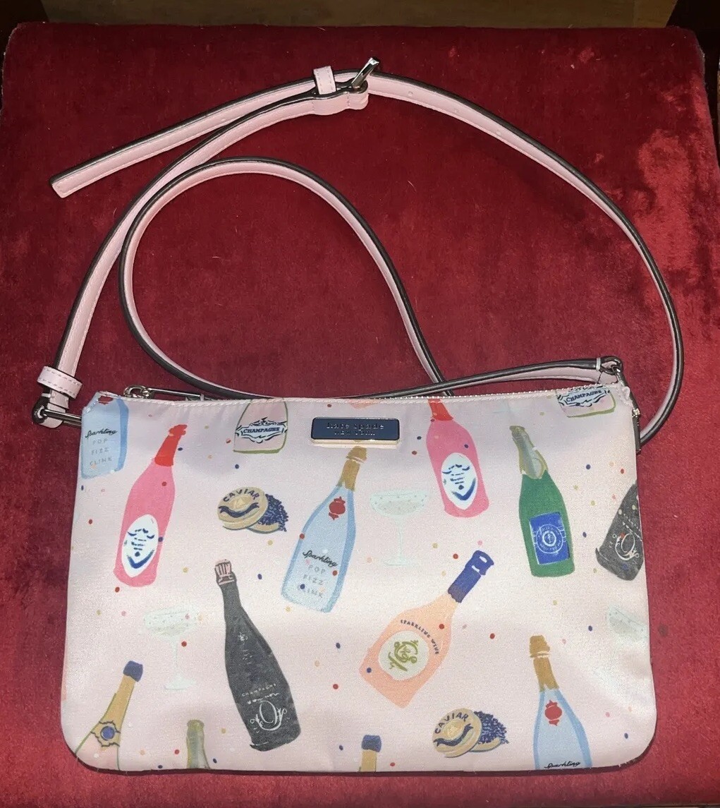 Pink Kate Spade New York champagne bottle bag Kate Spade Margareta Champagne Print Tote Pop Fizz Pink  main image 3