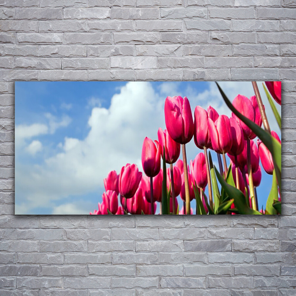 Tableau tulipe en verre acrylique 120x60 cm pour salon
