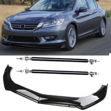 Front Bumper Lip Splitter Spoiler +Strut Rods Bar Rods For HONDA ACCORD K+