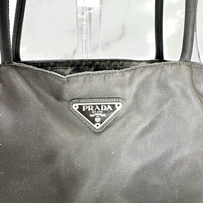 PRADA Tessuto CITY Handbag Tote Black Nylon Authentic | eBay