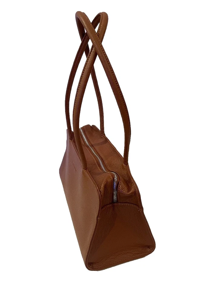 Bostanten 单肩包 钱包 棕色皮革 双手柄 拉链口袋 挎包 全新 — 第 4/4 张图片