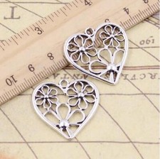 10pcs 29x29mm Alloy Charms Heart Flower Pendant Crafts EF3600