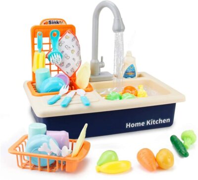 Electric Dishwasher Sink Toy Set Running Water Kitchens Pretend Play Toys