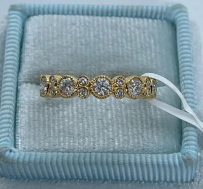 Simulated Diamond Round Cut Half Eternity Wedding Band 14K Yellow Gold Plated