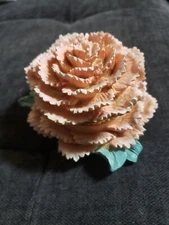 Carnation Pink Trinket Ring Jewelry Box Floral Garden Resin Hinged Vtg 