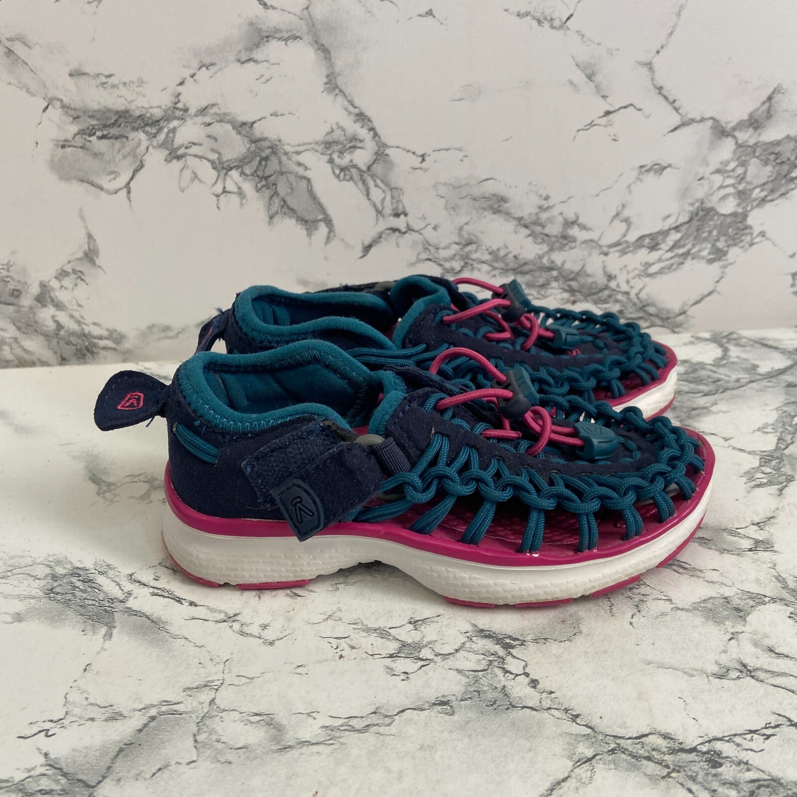 Keen Bambino 8 Uneek Sandalo Outdoor Blu Rosa Elasticizzato Scarpa Acqua Cinturini Regolabili