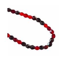 100 Preciosa Czech Fire Polished Shades of Red Glass 4mm Faceted Bicone Beads
