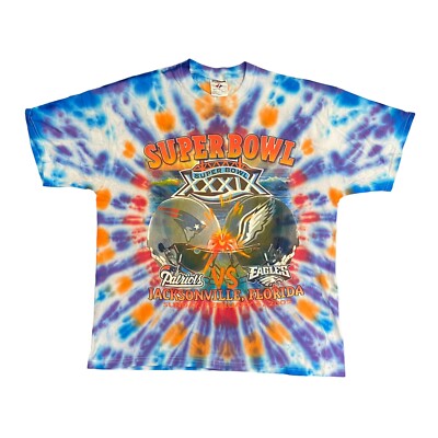 Philadelphia Eagles VS Patriots 2005 NFL Super Bowl XXXIX Tie Dye T-Shirt Sz XL