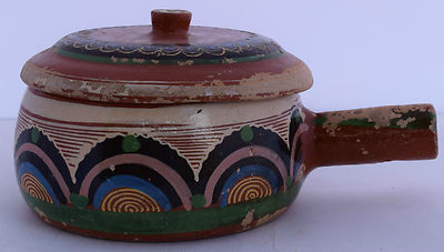 Plat De Service Mexicain Vintage – Céramique émaillée – Années 1950 – Avec Couvercle Et Anse
