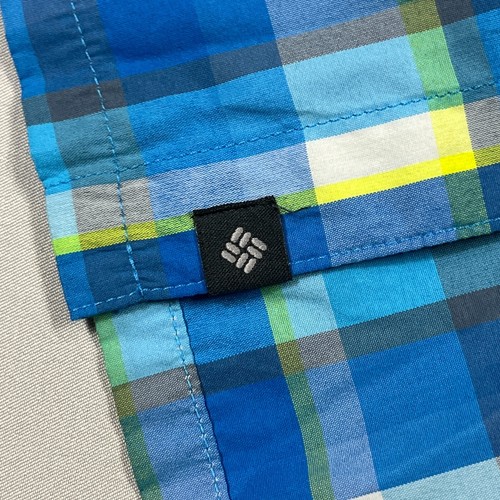 Columbia Lightweight Blue Check Short Sleeve Hiking Outdoors Shirt Mens Large L - Picture 11 of 13