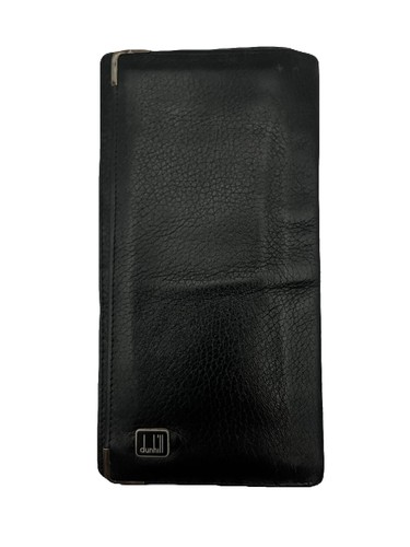 Authentic Dunhill Navy Blue Chassis Leather Double-Zip Organizer