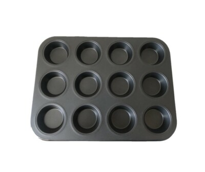 12 24 Deep Cup Muffin Fairy Cake Baking Non Stick Steel Tray Tin Pan  Bakeware - Main Image