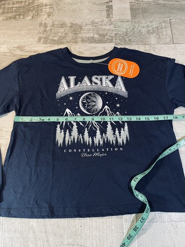 Alaska Constellation Girls Teen XL 14-16 Cropped Blue Long Sleeve Shirt NEW - 第 7/9 張圖片