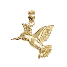New 14k Yellow Gold Hummingbird Pendant