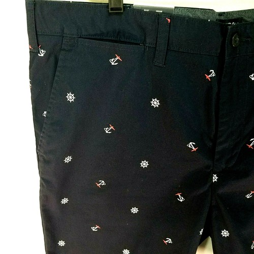 NAUTICA Flat Front 9.5" Shorts Anchors Nautical BR0130 Navy Men's 40 Slim Fit * - Picture 5 of 8