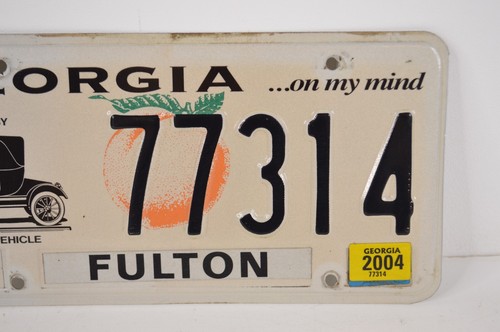 Placa de matrícula de vehículo antiguo Georgia Hobby 2004 etiqueta condado de Fulton 77314 metal - Imagen 3 de 5