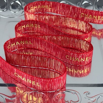 2 Yards of Chanel Red Gift Wrap Ribbon (2 Yards Red with Gold Logo) | eBay