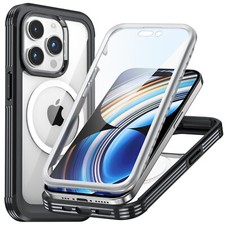 Full Body Clear Case for iPhone 15 14 Pro Max 13 12 11 Built-in Screen Protector