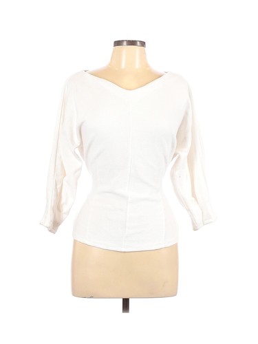 Anthropologie Women White 3/4 Sleeve Top L
