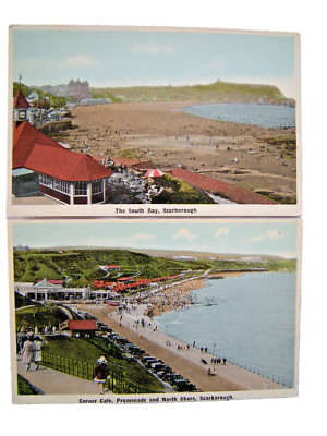 Postcards (2). South Bay & Corner Cafe, Promenade.... SCARBOROUGH. Yorkshire.